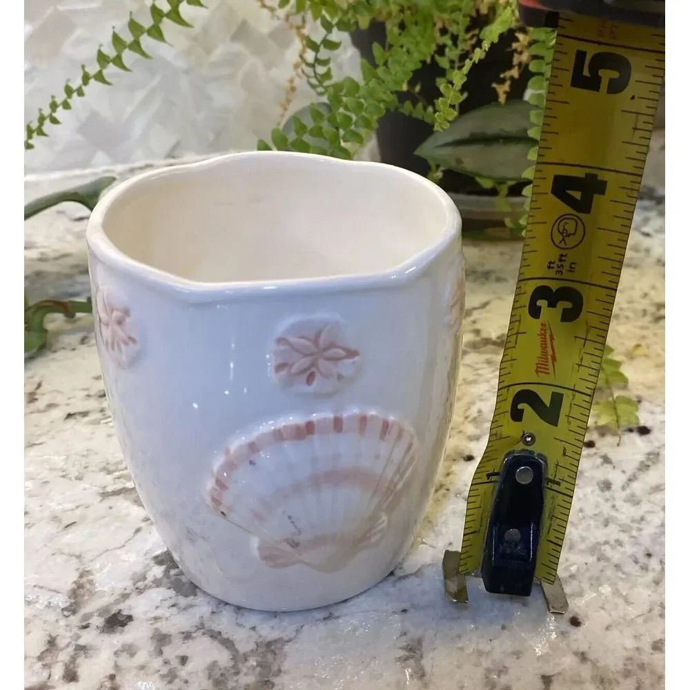 Vintage Otagiri Ceramic Bathroom Toothbrush Holder Soap Dish Tumbler Beach Shell